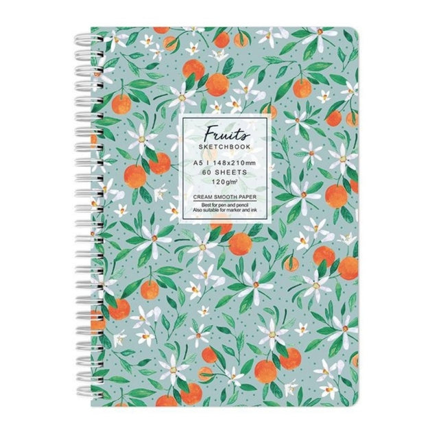 Blocnotes A5 Drasca, 60 file, 120g, velin, cu spira, 14.8x21cm, fruits tangerines 900900247
