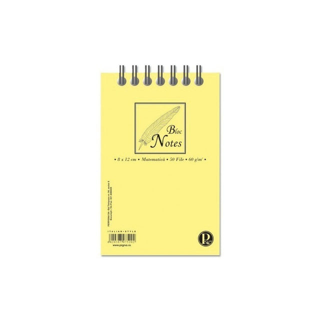 Blocnotes A7 Pigna Basic, 50 file, matematica, cu spira