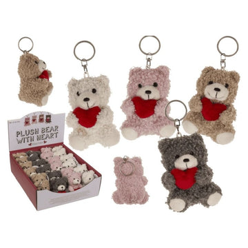 Breloc - ursulet de plus cu inima, 8cm, 4 culori, 3+ ani, Out of the blue, 61/6971 / 38037