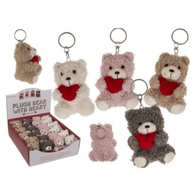 Breloc - ursulet de plus cu inima, 8cm, 4 culori, 3+ ani, Out of the blue, 61/6971 / 38037