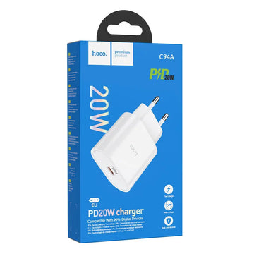 Incarcator Retea Hoco C94A, PD20W, 1xUSB-C, PPS - Alb