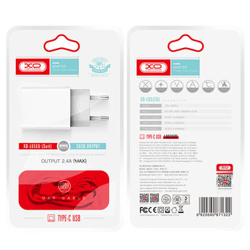 Incarcator Retea + Cablu USB-C XO L73, 2.4A, 1xUSB-A, QC 3.0 - Alb