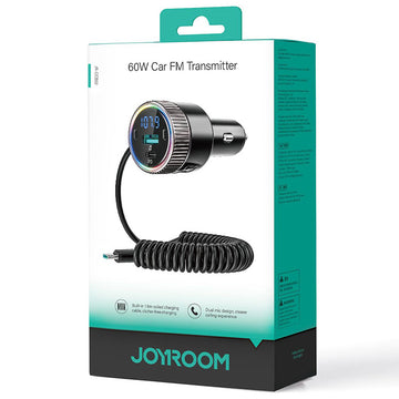 Modulator FM Joyroom CCB02, PD48W, 1xUSB-C, 1xUSB, Coiled - Negru