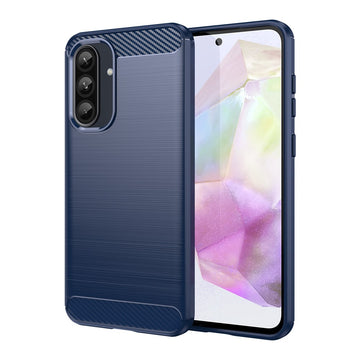 Husa Brush pentru Samsung A27, TPU, Metall Look - Albastru