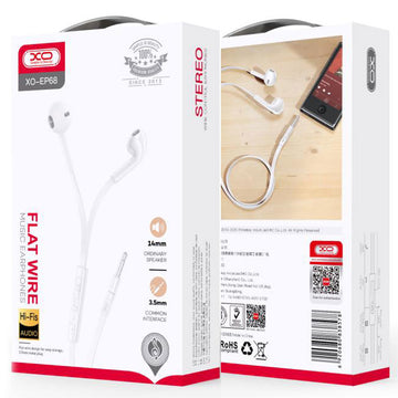 Casti cu Fir XO EP68, In Ear, 3.5mm, 1.2m, Mic & Volume Key, HiFi - Alb