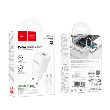 Incarcator Hoco C149A Retea + Cablu USB-C, 20W - Alb