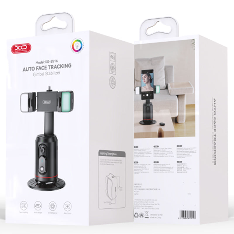 XO (SS16-L) - Suport Stand, tiPhone Selfie, pentru telefon, AI cu urmarire faciala, MultiAngle, Black