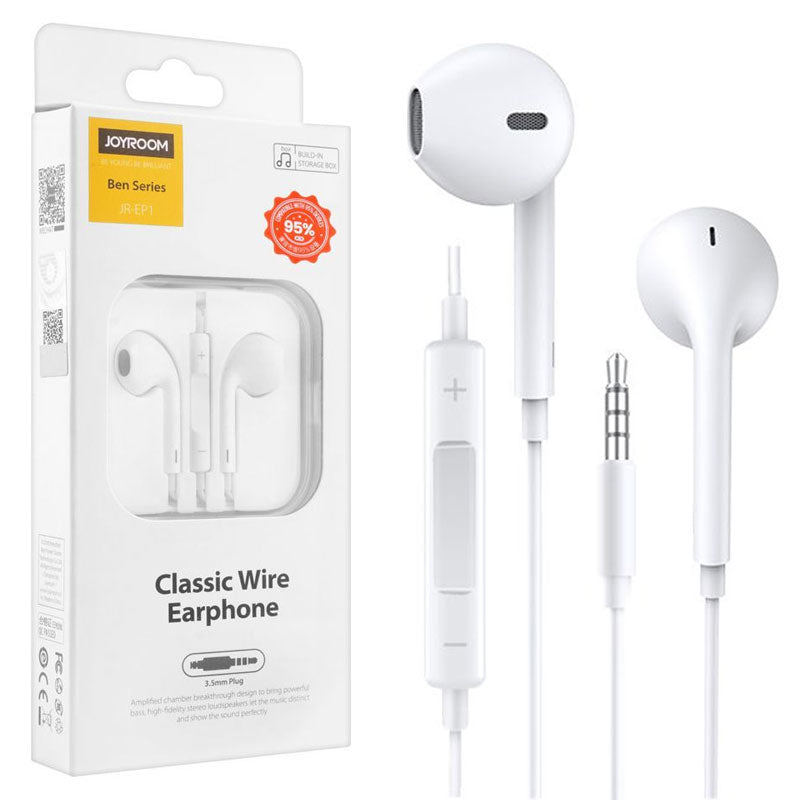 Casti cu Fir Joyroom JR-EP1, In Ear, 3.5mm, 1.2m, Mic & Volume Key, HiFi - Alb