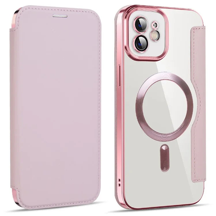 Husa MagFlip - iPhone 11, Magnet, RFID protect, Leather, Chrome Edge, Pink