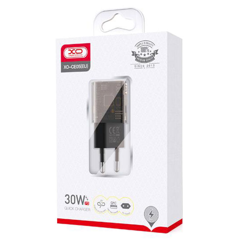 XO (CE05) - Incarcator Retea, 30W, 1xUSB-C, 1xUSB-A, PD, QC 3.0, BROWN