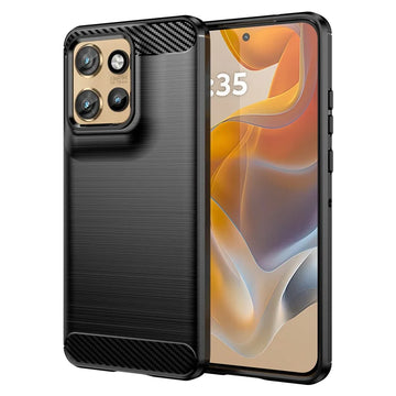 Husa Brush pentru Motorola Edge 60 Neo, TPU, Metall Look - Negru