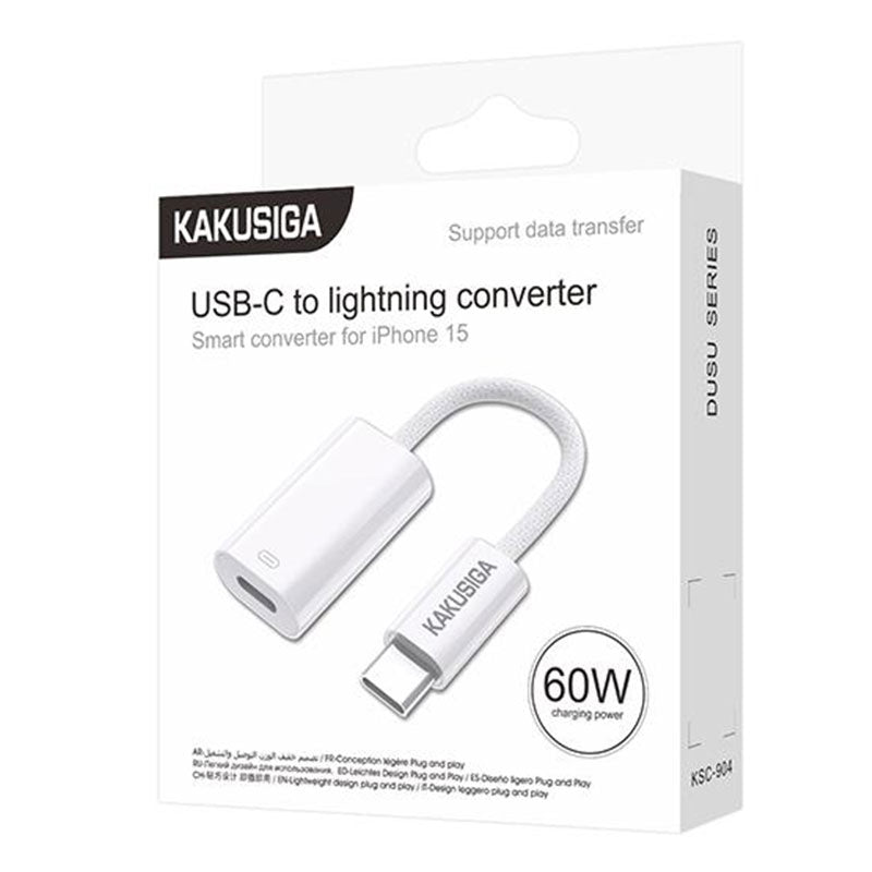 Kaku (KSC-904) - Adaptor OTG Transfer, USB-C la Lightning, 60W, Smart Convert, 12cm, White