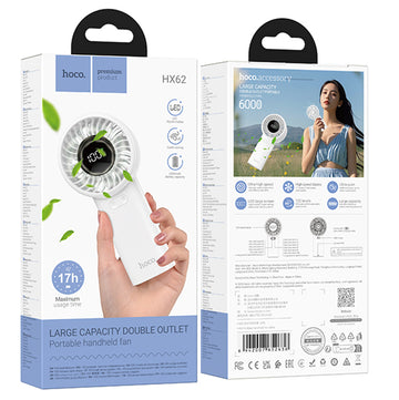 Cooler Hoco HX62, Portabil, X5 Viteze, 1200mAh, 2.5h, 5-17h, Digital LED - Alb
