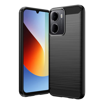 Husa Brush pentru Xiaomi Redmi A7 Pro 4G, TPU, Metall Look - Negru