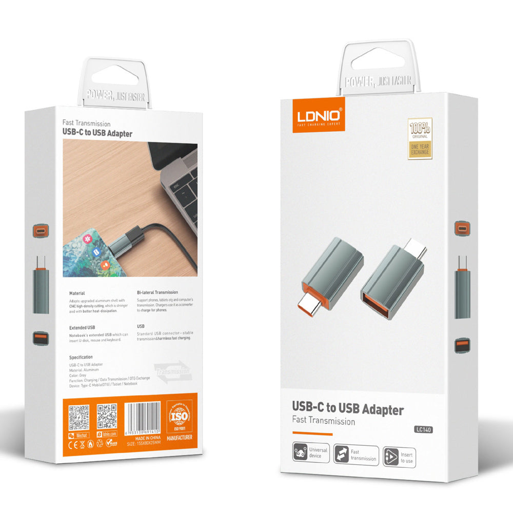 Adaptor OTG Transfer Ldnio LC140, USB-C la USB-A - Gri
