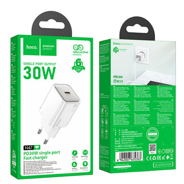 Incarcator Retea Hoco N47, PD30W, 1xUSB-C - Alb