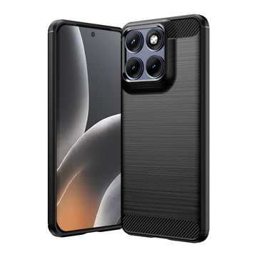 Husa Brush pentru Motorola Edge 70, Fusion, TPU, Metall Look - Negru