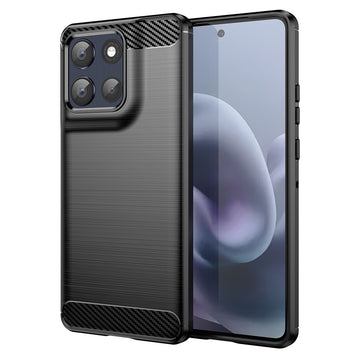 Husa Brush pentru Moto G86/G100, TPU, Metall Look - Negru