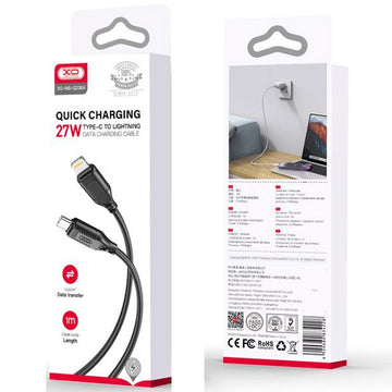 Cablu Date si Incarcare XO NB-Q236A, USB-C la Lightning, PD27W, QC3.0, Braided, 1m - Negru