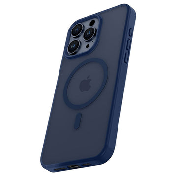 Husa Fashion pentru iPhone 15 Plus, MagSafe Color, Frosted - Gri / Albastru