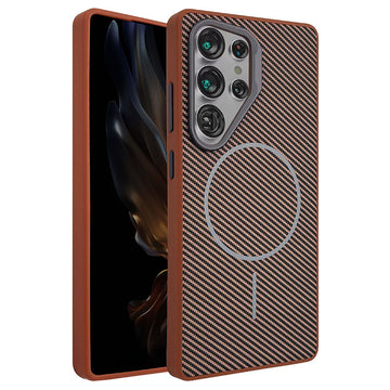 Husa MagFiber pentru Samsung S25, Anti-Shock - Maro