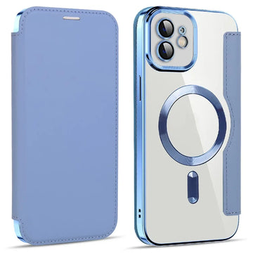 Husa MagFlip pentru iPhone 11, Magnet, RFID Protect, Piele, Chrome Edge - Albastru cer