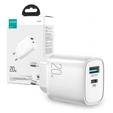 Incarcator Retea Joyroom L-QP2011, 20W, 1xUSB-C, 1xUSB-A, PD, QC 3.0 - Alb