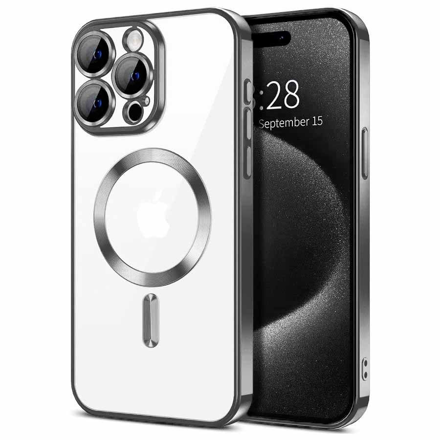 Husa Plating - iPhone 13 Pro, silicon cu MagSafe,ElectroEdge, Silver