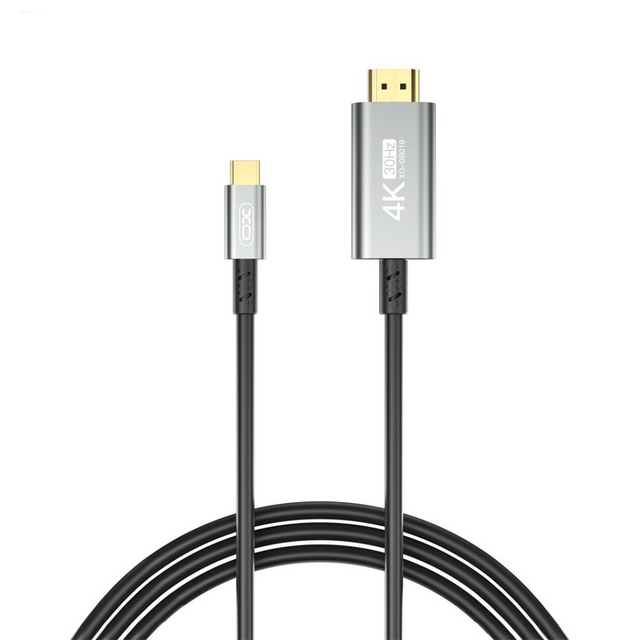 Cablu Audio si Video XO GB019, USB-C la HDMI, HD 4k, 1.8m - Gri inchis