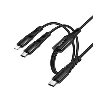 Cablu Date si Incarcare Hoco X123, USB-C la Lightning/USB-C, 1m - Negru