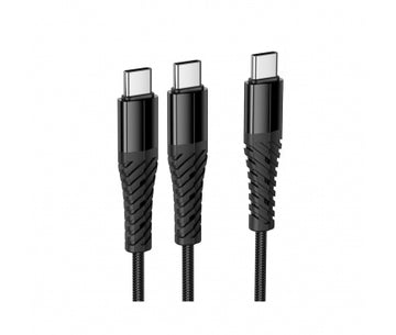 Cablu Date si Incarcare Hoco X123, USB-C la 2xUSB-C, 1m - Negru