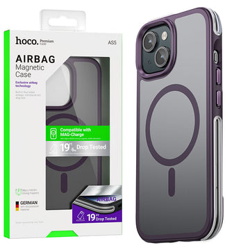 Husa Hoco AS5 pentru iPhone 15 Plus, MagSafe, Grip honeEdge, Frosted - Gri / Mov