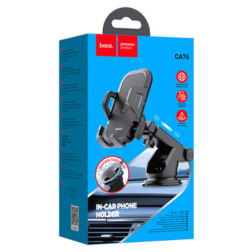 Suport Auto Hoco CA76, cu Cleme Laterale, Montaj Bord, MultiAngle, Brat Ajustabil - Negru