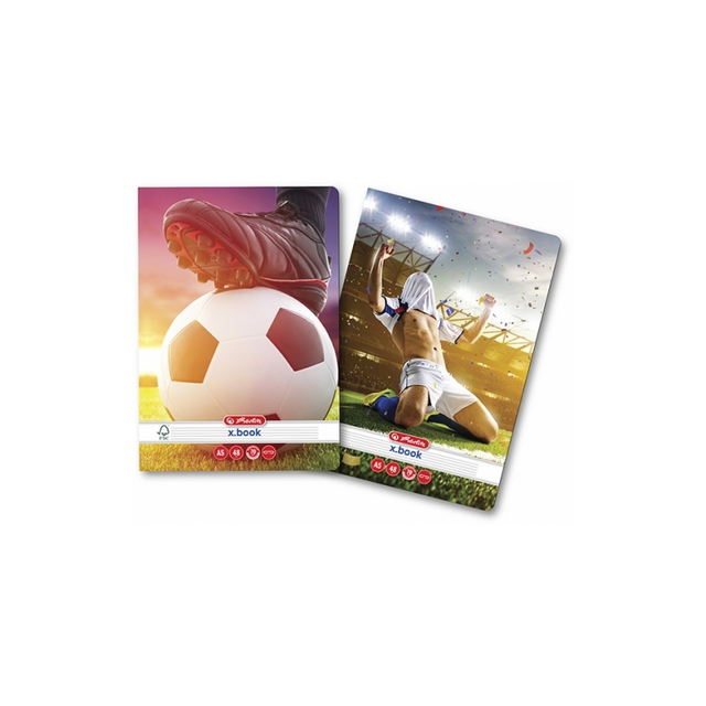 Caiet scolar A5 Herlitz X.Book Fotbal, 48 file, dictando, colturi rotunjite, 9489040