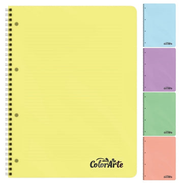 Caiet cu spirala metalica A4 Colorarte, 120 file, dictando, coperta plastic 350microni, 70g/mp, separatoare cu index