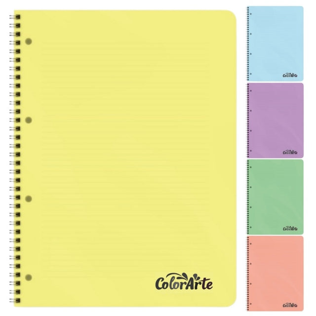 Caiet cu spirala metalica A4 Colorarte, 120 file, matematica, coperta plastic 350microni, 70g/mp, separatoare cu index
