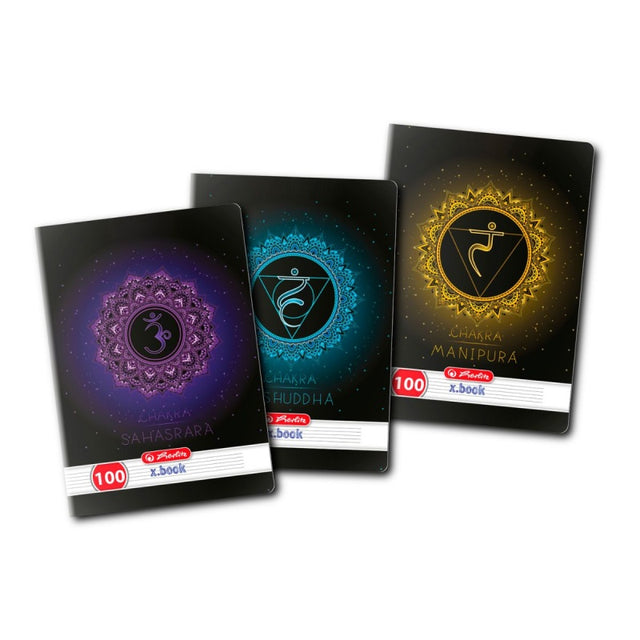 Caiet scolar A4 Herlitz X.Book Chakra, 100 file, dictando, colturi rotunjite, 70g/mp, 9484720