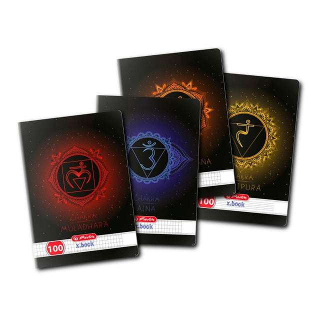 Caiet scolar A4 Herlitz X.Book Chakra, 100 file, matematica, colturi rotunjite, 70g/mp, 9484730