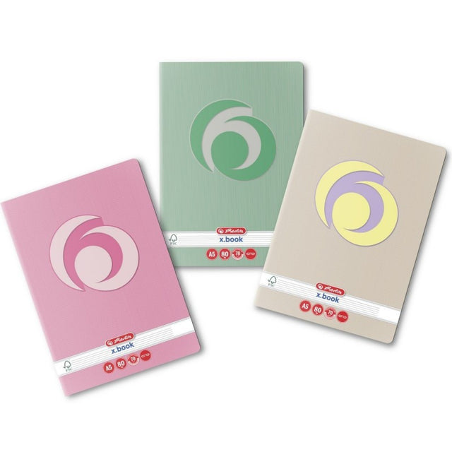 Caiet scolar A5 Herlitz X.Book Rainbow, 80 file, dictando, colturi rotunjite, 70g/mp, 9480790