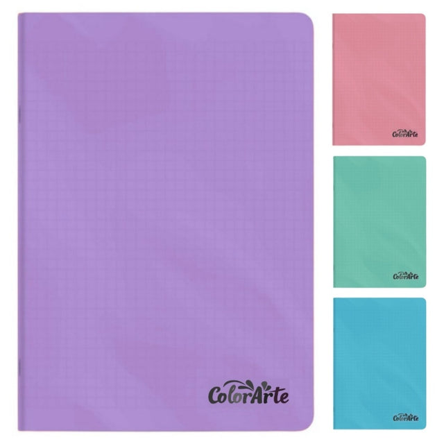 Caiet scolar A4 Colorarte, 60 file, matematica, colturi rotunjite, coperta plastic, culori macarons, 70g/mp