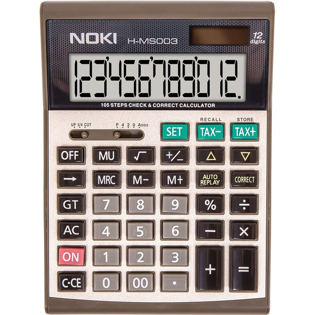 Calculator de birou Noki H-MS003, 12 digiti, alimentare baterie + solar, ecran inclinat