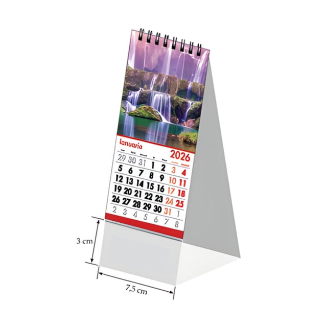 Calendar de birou Unicart mini Cascade, 7.5x15cm + 3cm pentru personalizare, cu spira