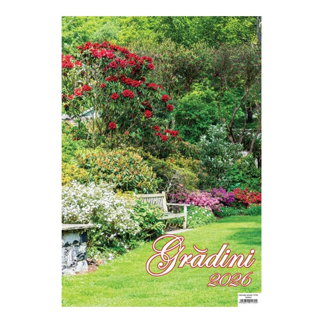 Calendar de perete Crist, 32.5x48cm, 13 file, imagini gradini, cu spira metalica