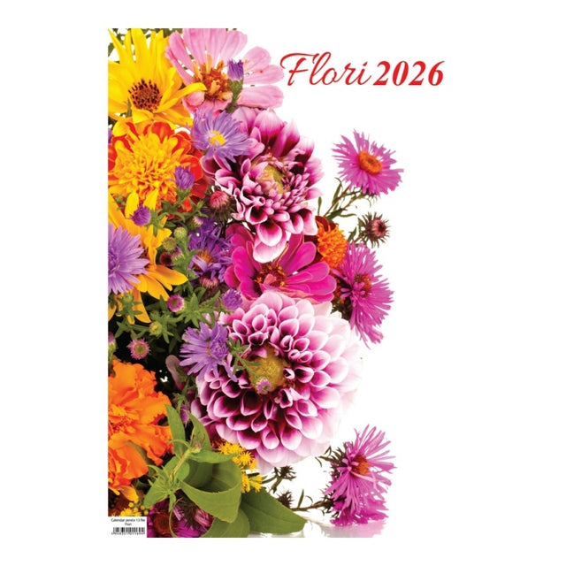 Calendar de perete Crist, 32.5x48cm, 13 file, imagini flori, cu spira metalica