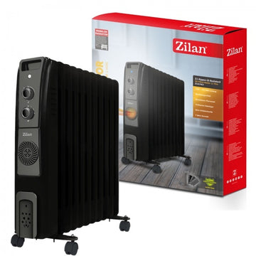 Calorifer electric cu ulei Zilan ZLN1963, 2500W, 11 elementi, termostat reglabil, negru