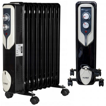Calorifer electric Floria ZLN3659, 2000W, 9 elementi, termostat reglabil, negru