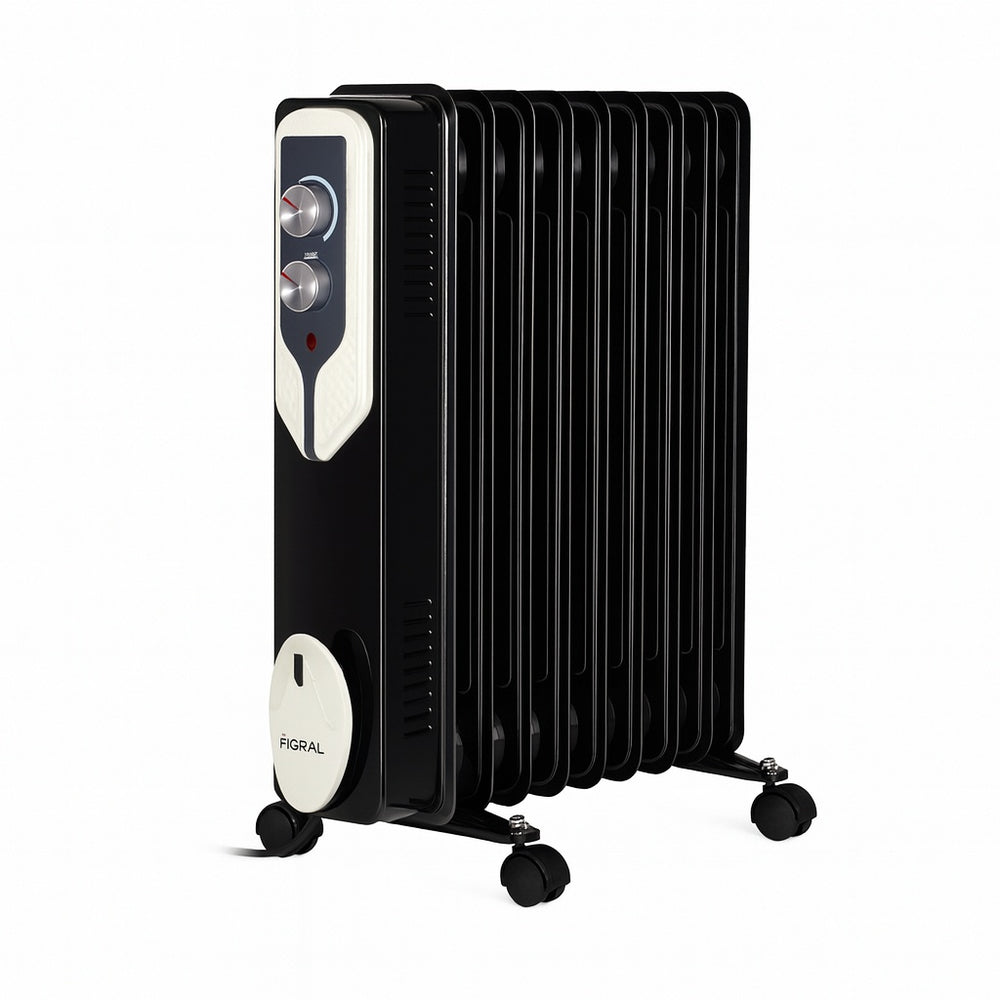 Calorifer electric Floria ZLN3659, 2000W, 9 elementi, termostat reglabil, negru