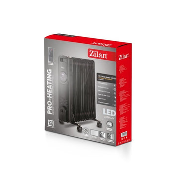 Calorifer electric Zilan ZLN8436, 2500W, 11 elementi, termostat reglabil, negru