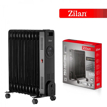 Calorifer electric Zilan ZLN8436, 2500W, 11 elementi, termostat reglabil, negru