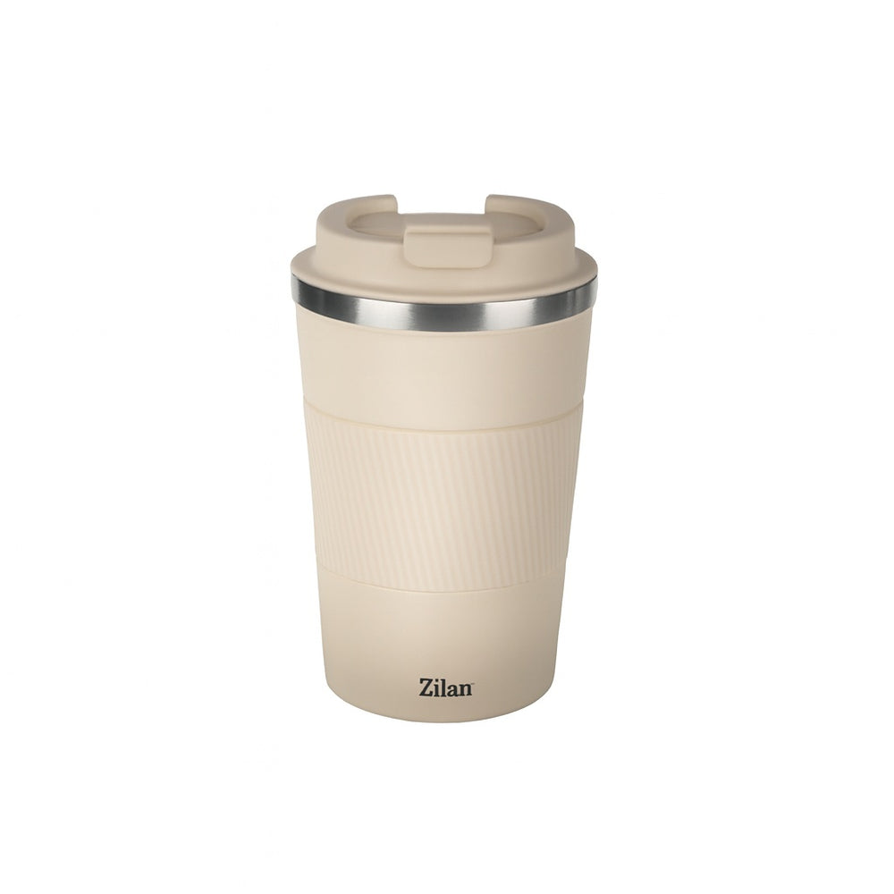 Cana termos cafea ZILAN, 380ml, inox, pereti dublii, mentine 8h rece / 4h cald, ZLN9877, crem